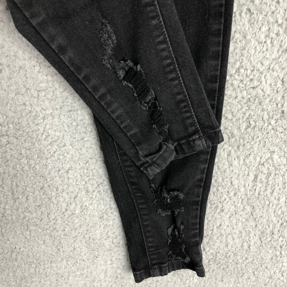 KanCan Distressed Destructed Mid-Rise Ankle Black Skinny Stretch‎ Jeans Size 26 - Picture 3 of 10